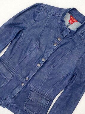GUESS JEANS Womens Size Small Dark Blue Long Sleeve Denim Jacket Coat Vintage